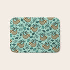 Cute Little Sloth, Sweet Sloth, Teal Print Bath Mat Gallery Image 1