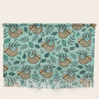 Cute Little Sloth, Sweet Sloth, Teal Print Wall Hanging Gallery Image 1