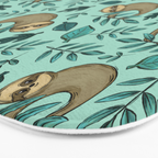Cute Little Sloth, Sweet Sloth, Teal Print Bath Mat Gallery Image 3