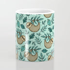 Cute Little Sloth, Sweet Sloth, Teal Print Coffee Mug Gallery Image 4