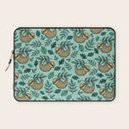 Cute Little Sloth, Sweet Sloth, Teal Print Laptop Sleeve Gallery Image 1