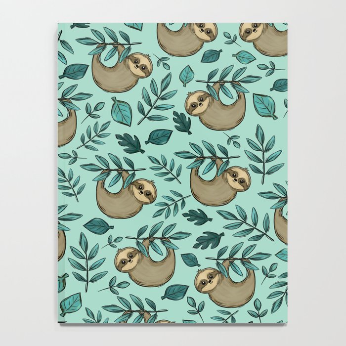 Cute Little Sloth, Sweet Sloth, Teal Print Notebook Gallery Image 4