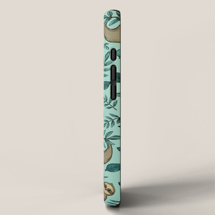 Cute Little Sloth, Sweet Sloth, Teal Print iPhone Case Gallery Image 2