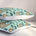 Cute Little Sloth, Sweet Sloth, Teal Print Pillow Sham Gallery Image 3
