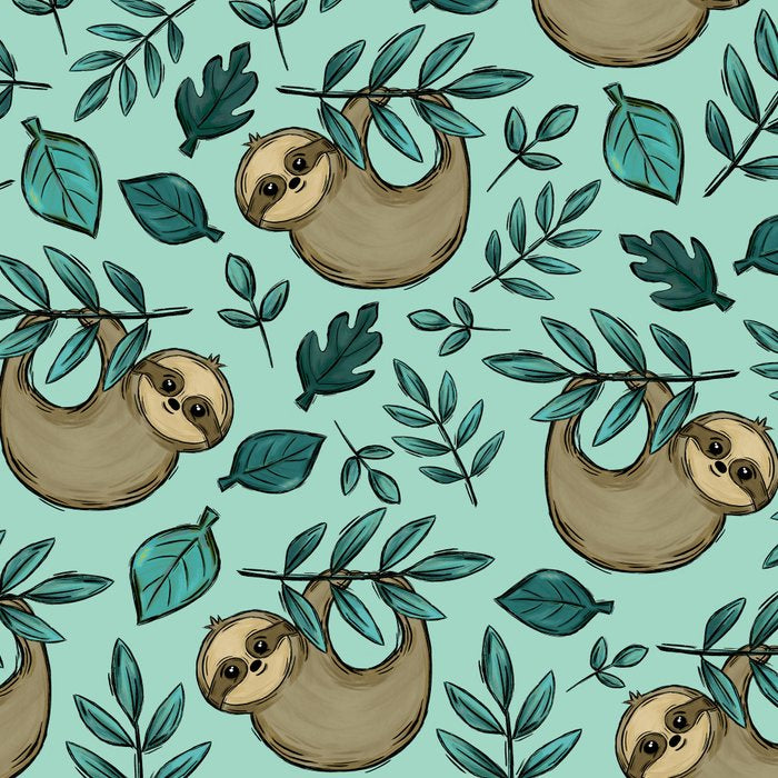 Cute Little Sloth, Sweet Sloth, Teal Print Coffee Mug Gallery Image 2