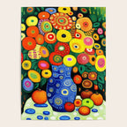 Vibrant Abstract Flowers in a Beautiful Blue Vase Poster Gallery Image 4