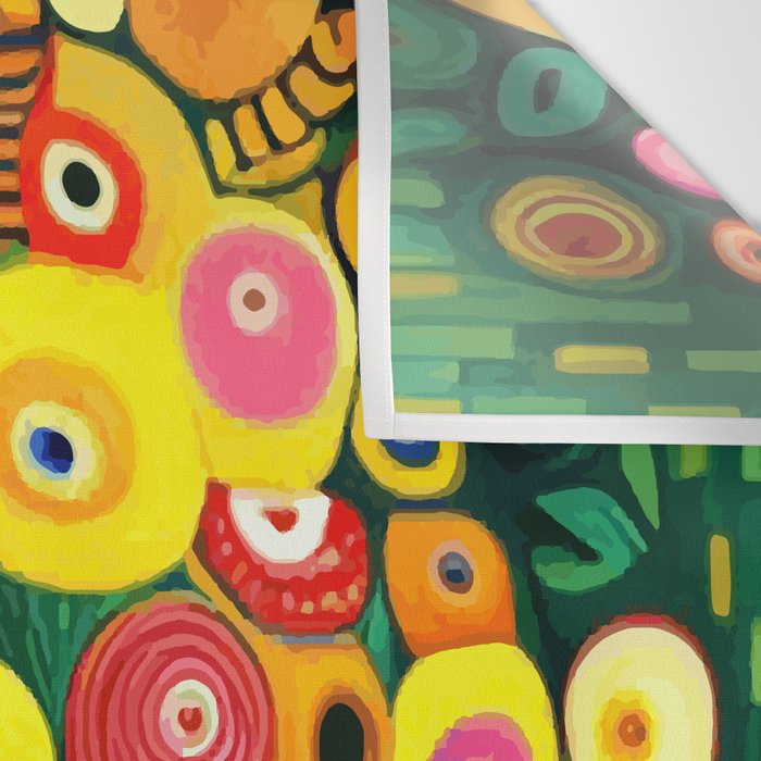 Vibrant Abstract Flowers in a Beautiful Blue Vase Wall Tapestry Gallery Image 3