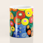 Vibrant Abstract Flowers in a Beautiful Blue Vase Coffee Mug Gallery Image 4