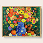 Vibrant Abstract Flowers in a Beautiful Blue Vase Serving Tray Gallery Image 1