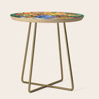 Vibrant Abstract Flowers in a Beautiful Blue Vase Side Table Gallery Image 1