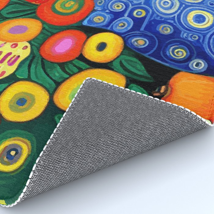 Vibrant Abstract Flowers in a Beautiful Blue Vase Rug Gallery Image 4
