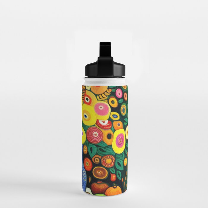 Vibrant Abstract Flowers in a Beautiful Blue Vase Water Bottle Gallery Image 2