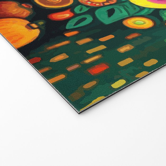 Vibrant Abstract Flowers in a Beautiful Blue Vase Welcome Mat Gallery Image 2
