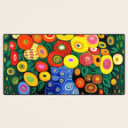 Vibrant Abstract Flowers in a Beautiful Blue Vase Desk Mat Gallery Image 3
