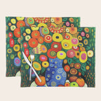 Vibrant Abstract Flowers in a Beautiful Blue Vase Placemat Gallery Image 1