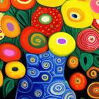 Vibrant Abstract Flowers in a Beautiful Blue Vase Coffee Mug Gallery Image 2