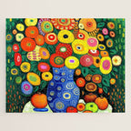 Vibrant Abstract Flowers in a Beautiful Blue Vase Jigsaw Puzzle Gallery Image 1
