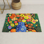 Vibrant Abstract Flowers in a Beautiful Blue Vase Rug Gallery Image 1