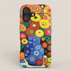 Vibrant Abstract Flowers in a Beautiful Blue Vase iPhone Case Gallery Image 1