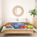 Vibrant Abstract Flowers in a Beautiful Blue Vase Duvet Cover Gallery Image 3