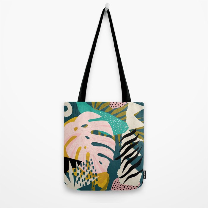 Collage contemporary tribal floral hawaiian pattern. Tote Bag Gallery Image 2