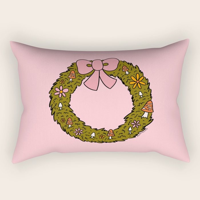 Mushroom Wreath Rectangular Pillow Gallery Image 1