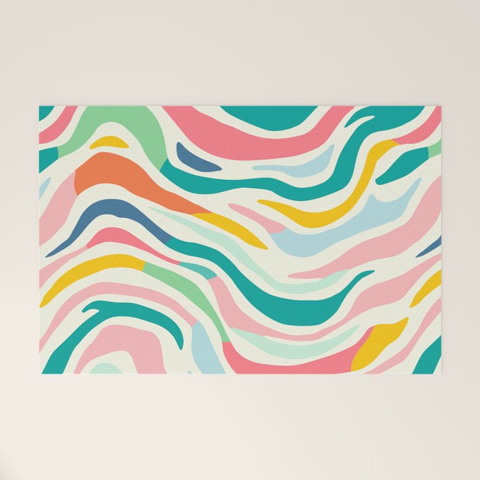 Colorful abstract line stripe art pattern Welcome Mat Gallery Image 1
