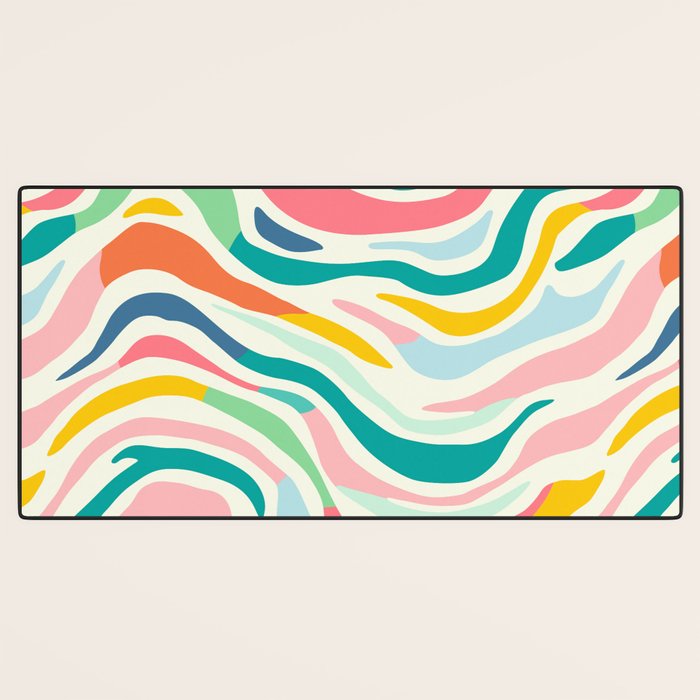 Colorful abstract line stripe art pattern Desk Mat Gallery Image 3