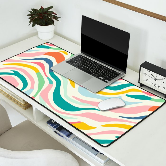 Colorful abstract line stripe art pattern Desk Mat Gallery Image 2