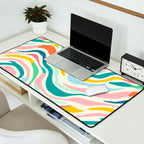 Colorful abstract line stripe art pattern Desk Mat Gallery Image 2