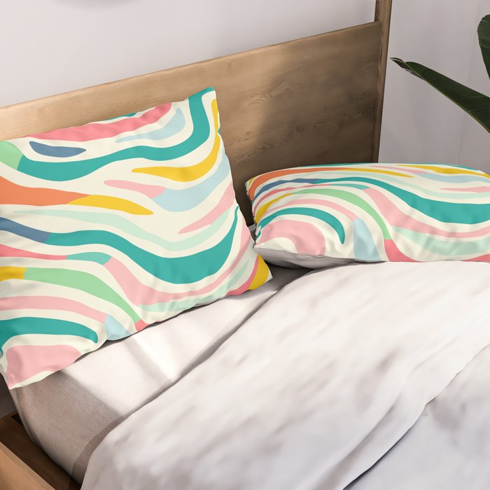 Colorful abstract line stripe art pattern Pillow Sham Gallery Image 2