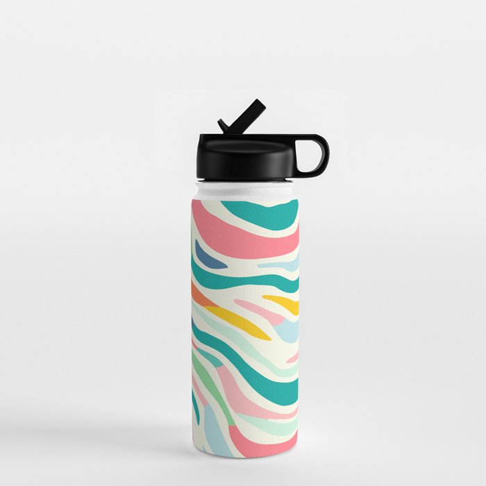 Colorful abstract line stripe art pattern Water Bottle Gallery Image 1