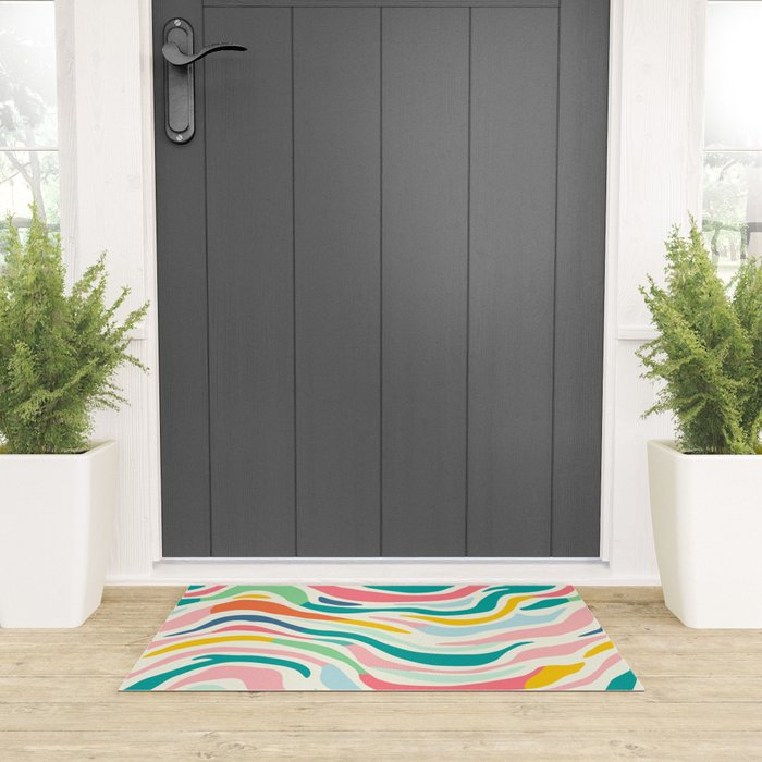 Colorful abstract line stripe art pattern Welcome Mat Gallery Image 3