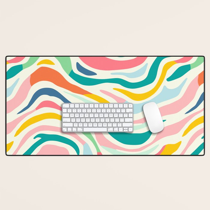 Colorful abstract line stripe art pattern Desk Mat Gallery Image 1
