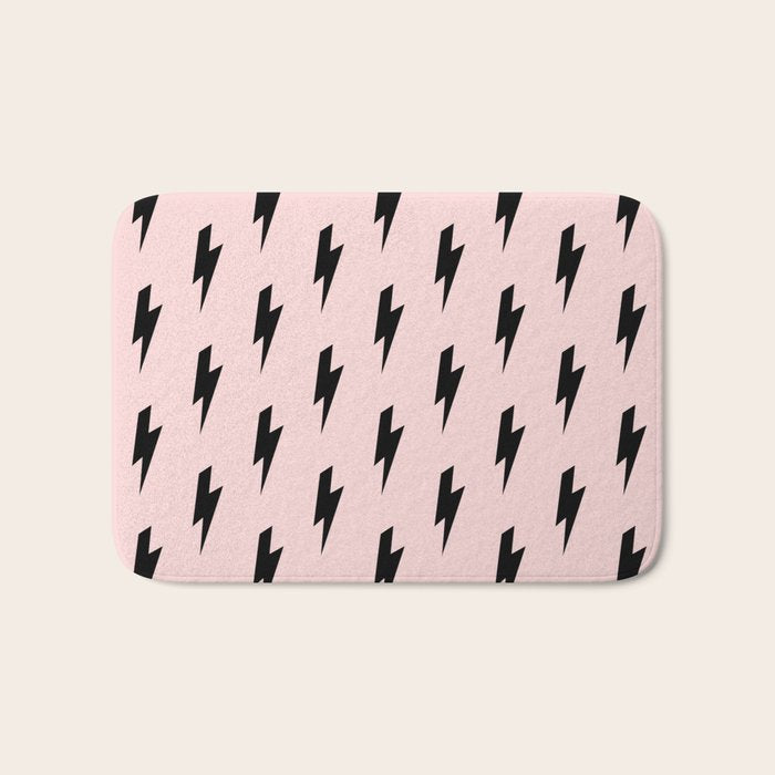 Lightning Bolts Blush Bath Mat Gallery Image 1