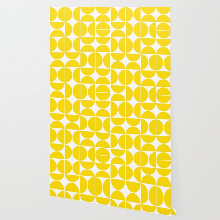 Mid Century Modern Geometric 04 Lemon Yellow Wallpaper Gallery Image 2