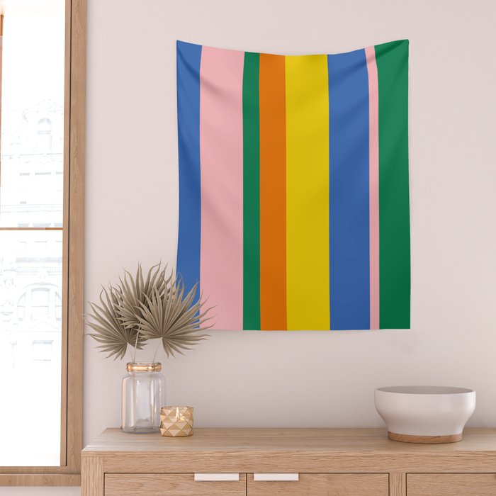 Colorful Vertical Stripes Contemporary Pattern Wall Tapestry Gallery Image 2