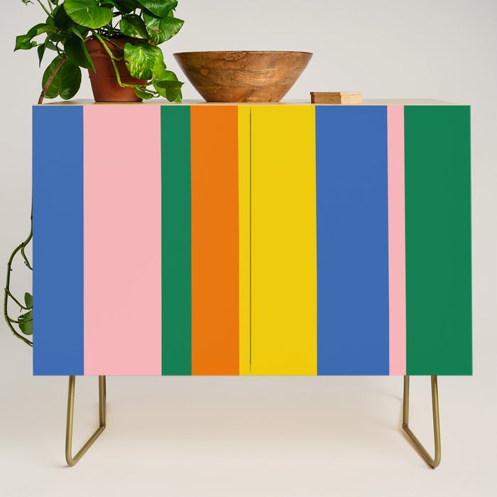 Colorful Vertical Stripes Contemporary Pattern Credenza Gallery Image 1