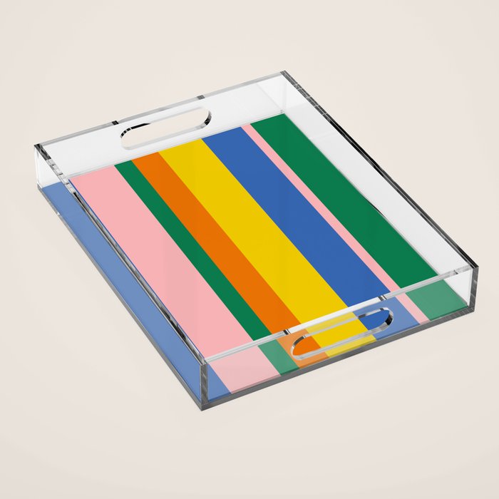 Colorful Vertical Stripes Contemporary Pattern Acrylic Tray Gallery Image 1