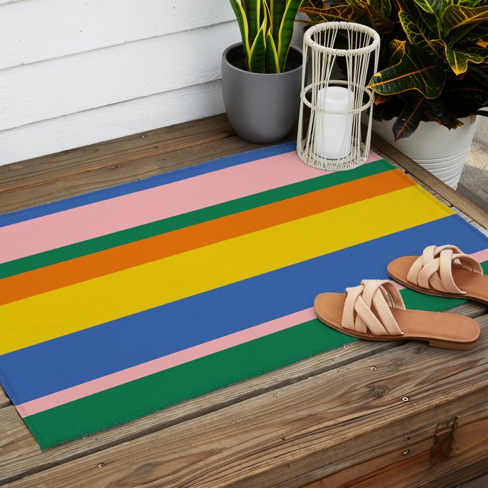 Colorful Vertical Stripes Contemporary Pattern Outdoor Rug Gallery Image 2