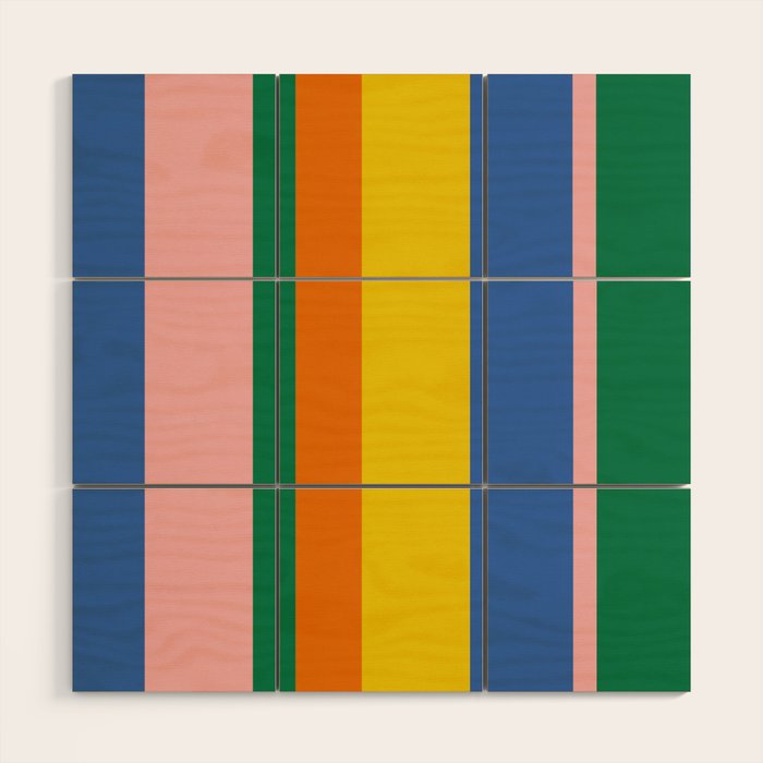 Colorful Vertical Stripes Contemporary Pattern Wood Wall Art Gallery Image 1