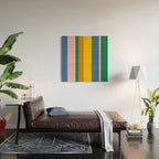 Colorful Vertical Stripes Contemporary Pattern Wood Wall Art Gallery Image 2