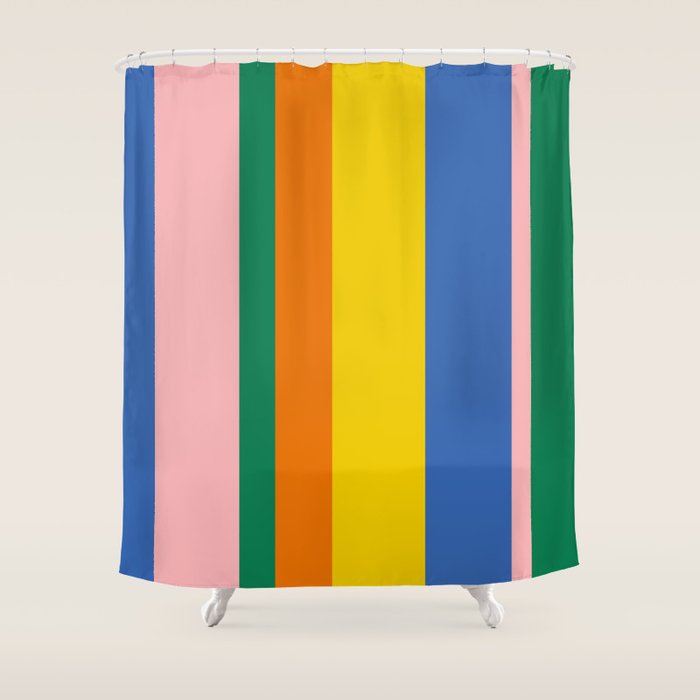 Colorful Vertical Stripes Contemporary Pattern Shower Curtain Gallery Image 1