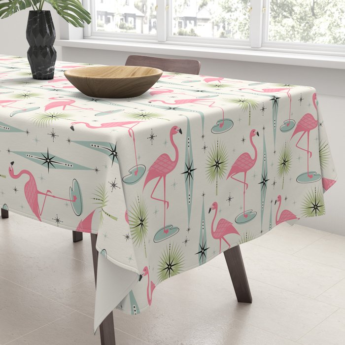 Atomic Flamingo Oasis - Larger Scale ©studioxtine Tablecloth Gallery Image 3