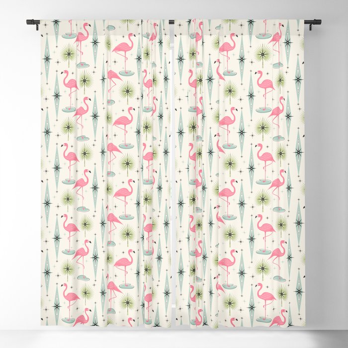 Atomic Flamingo Oasis - Larger Scale ©studioxtine Window Curtain Gallery Image 5