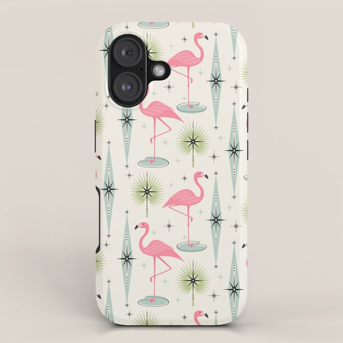 Atomic Flamingo Oasis - Larger Scale ©studioxtine iPhone Case Gallery Image 1