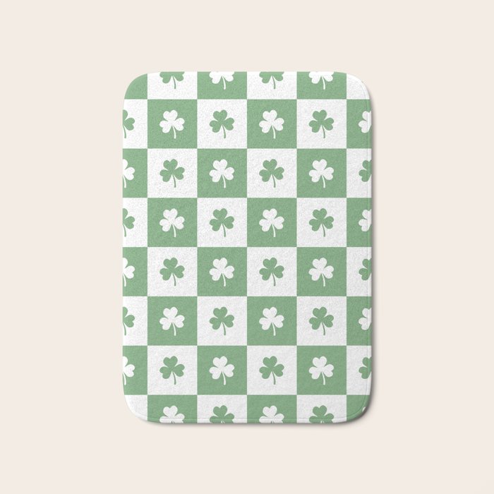 Shamrock Checkered Pattern Bath Mat Gallery Image 1