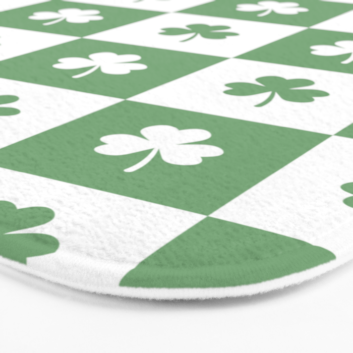 Shamrock Checkered Pattern Bath Mat Gallery Image 3