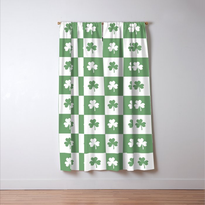 Shamrock Checkered Pattern Window Curtain Gallery Image 3