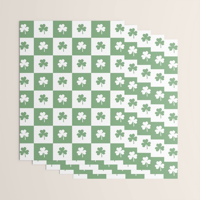 Shamrock Checkered Pattern Wrapping Paper Gallery Image 3